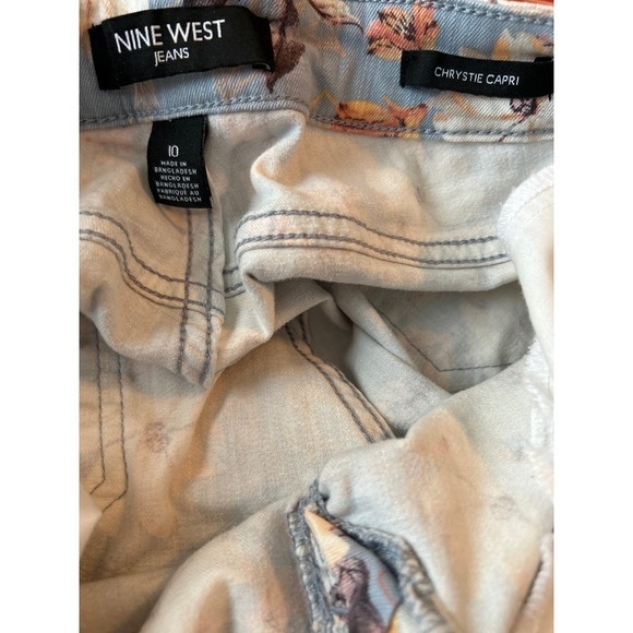 Nine West Chrystie Capri Jeans Floral Print Baby Blue Size 10 - Picture 4 of 9